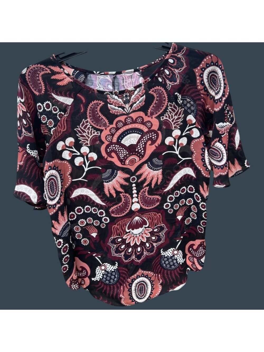 Loft Outlet Womens XS Floral Print Top Short Sleeve Lightweight Boho Style